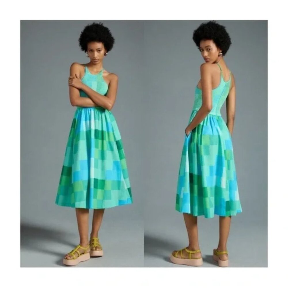 Plenty by Tracy Reese Smocked Halter A-Line Dress Size Large - Picture 5 of 14